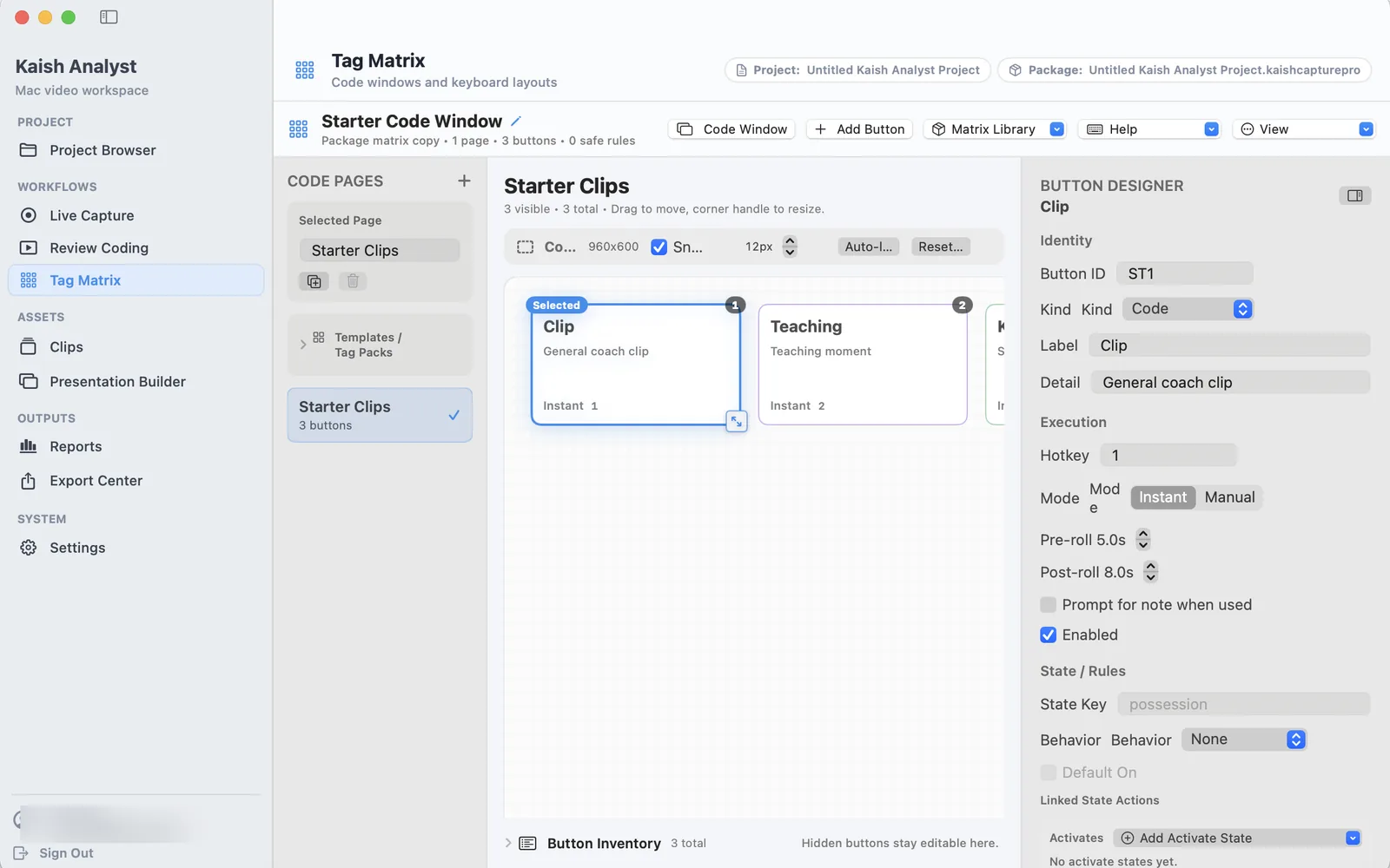 Real Kaish Analyst Tag Matrix interface