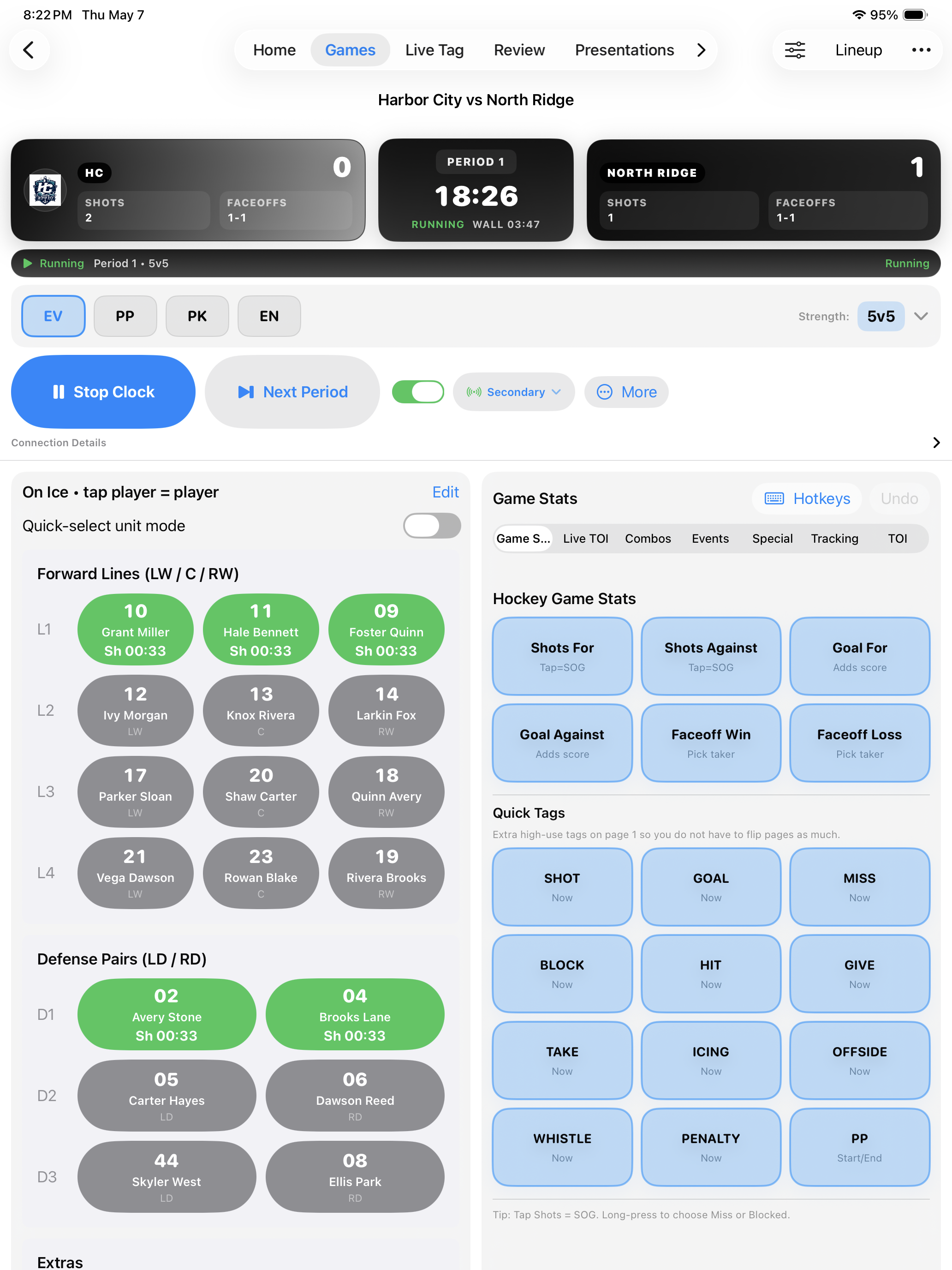 Kaish live tagging screen